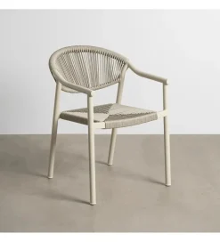 Zona-Design Krzesło NAMILANO 80 cm plecionka w stylu rattan białe
