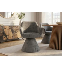 Invicta Interior - przedsprzedaż Krzesło obrotowe AMBIENTO 79 cm 180 stopni chenille szare