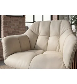 Invicta Interior - przedsprzedaż Krzesło obrotowe PAPILLON 83 cm 180 stopni skórzane beżowe