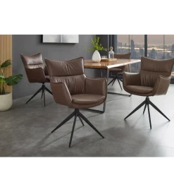 Invicta Interior Krzesło obrotowe VOUGE skórzane brązowe
