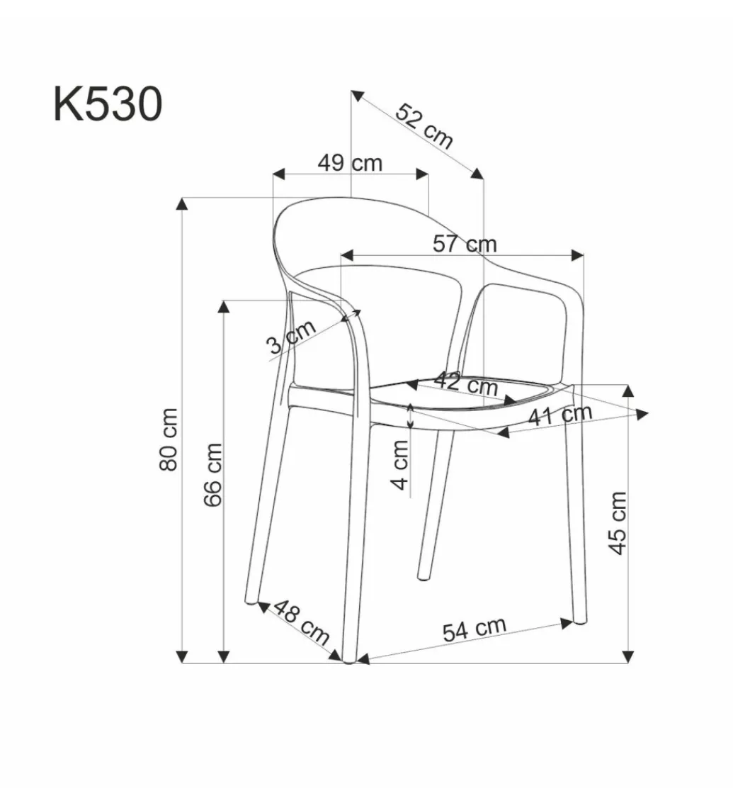 Halmar Krzesło ogrodowe K530 80 cm białe naturalne