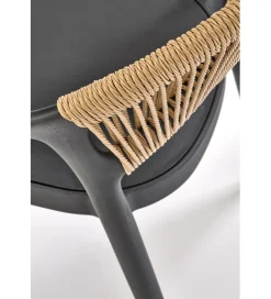 Halmar Krzesło ogrodowe K582 78 cm czarny naturalny