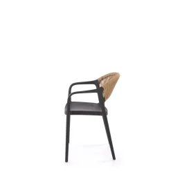 Halmar Krzesło ogrodowe K582 78 cm czarny naturalny