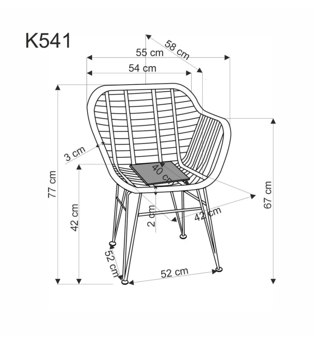 Halmar Krzesło ogrodowe K541 77 cm naturalne czarne