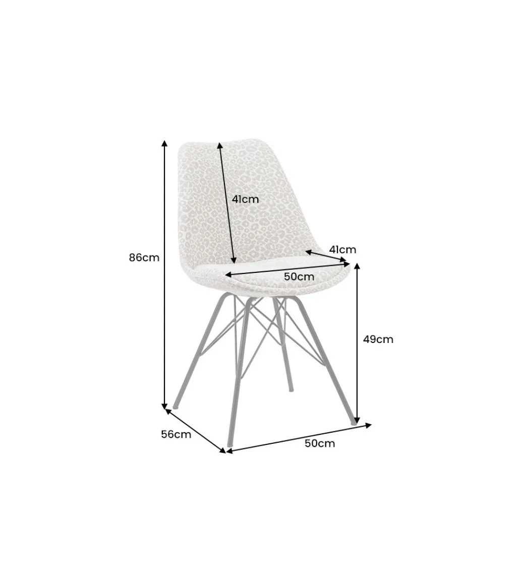 Invicta Interior Krzesło SCANDINAVIA 86 cm śnieżna panterka beżowo szara