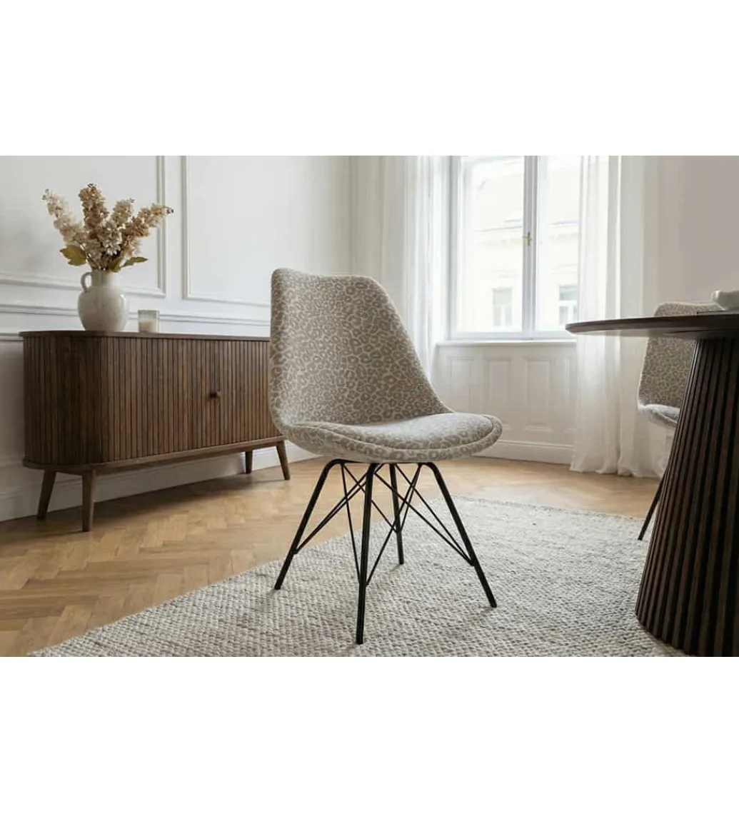 Invicta Interior Krzesło SCANDINAVIA 86 cm śnieżna panterka beżowo szara