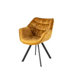 Invicta Interior Krzesło THE DUTCH COMFORT z podłokietnikami welur musztardowy