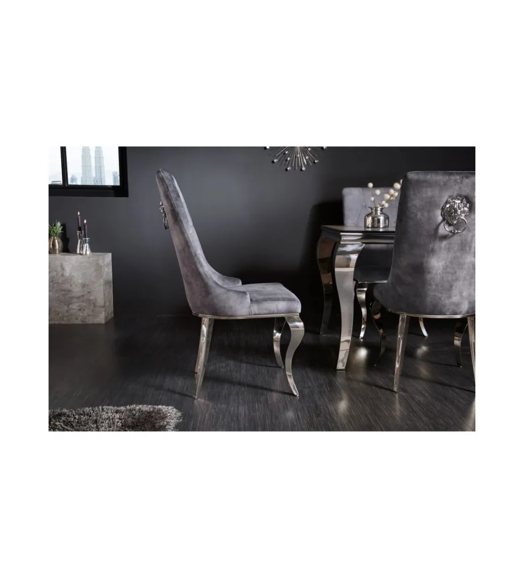 Invicta Interior Krzesło VIENNA Modern Barock Gloria z kołatką szare