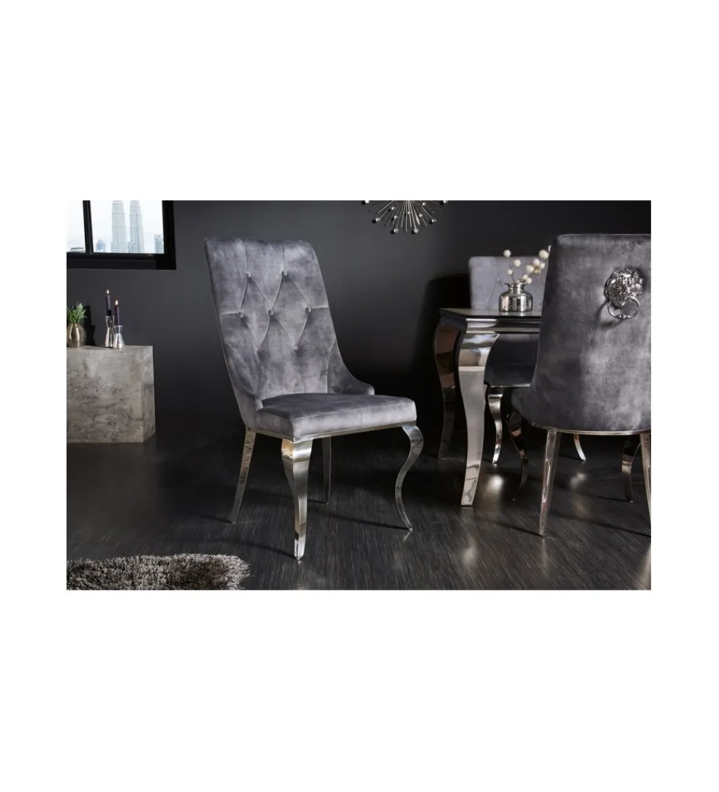 Invicta Interior Krzesło VIENNA Modern Barock Gloria z kołatką szare