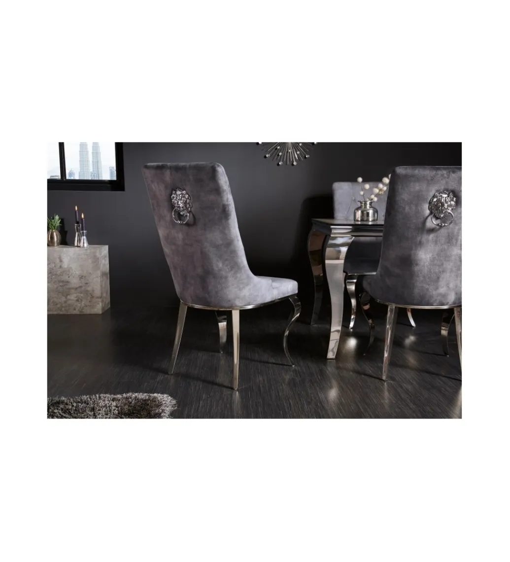 Invicta Interior Krzesło VIENNA Modern Barock Gloria z kołatką szare
