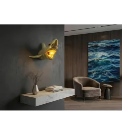 Invicta Interior Lampa ścienna SHARK 40 cm złota