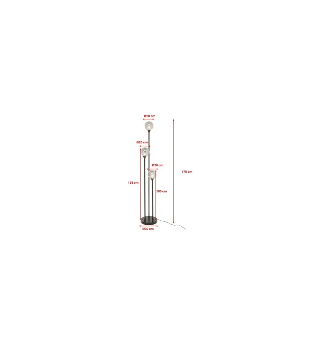 KDesign Lampa podłogowa AL CAPONE TRE 175 cm czarne