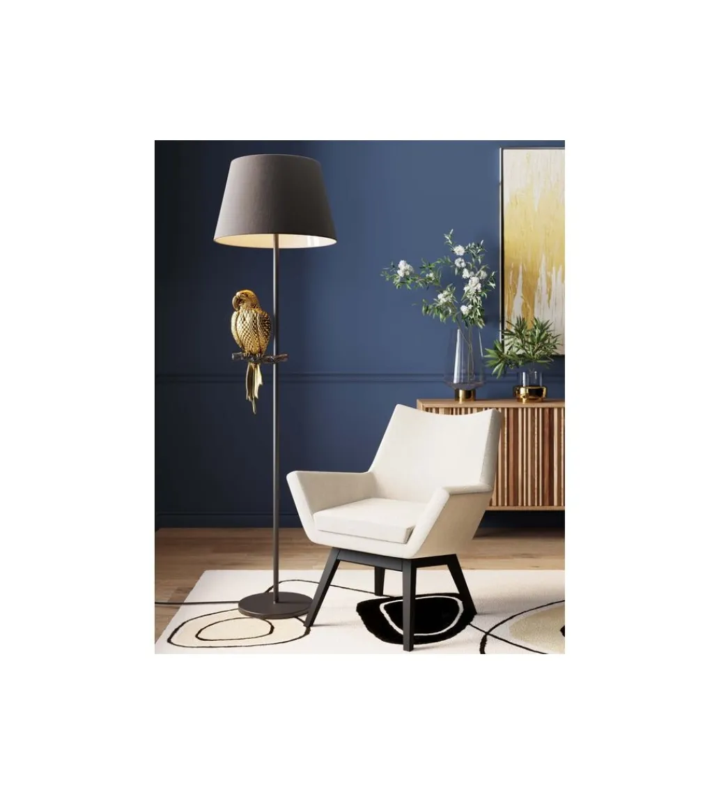 KDesign Lampa podłogowa ANIMAL PARROT 176 cm złota