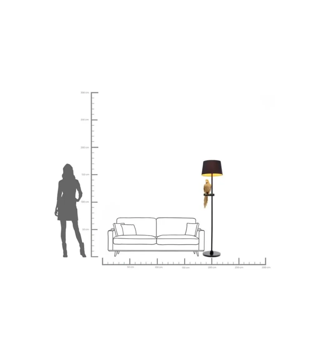 KDesign Lampa podłogowa ANIMAL PARROT 176 cm złota