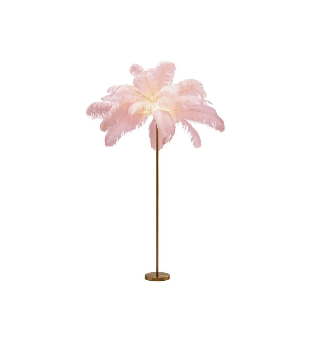 KDesign Lampa podłogowa FEATHER PALM 165 Cm Pióra różowa