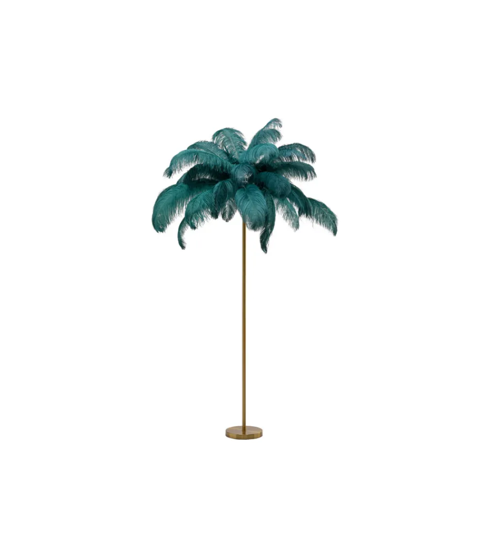 KDesign Lampa podłogowa FEATHER PALM 165 cm pióra turkusowa