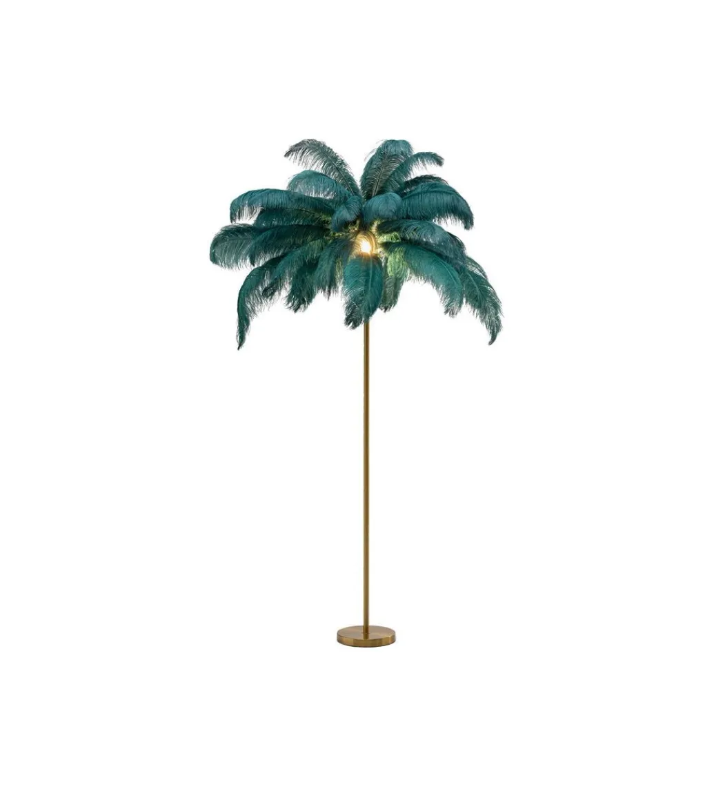 KDesign Lampa podłogowa FEATHER PALM 165 cm pióra turkusowa
