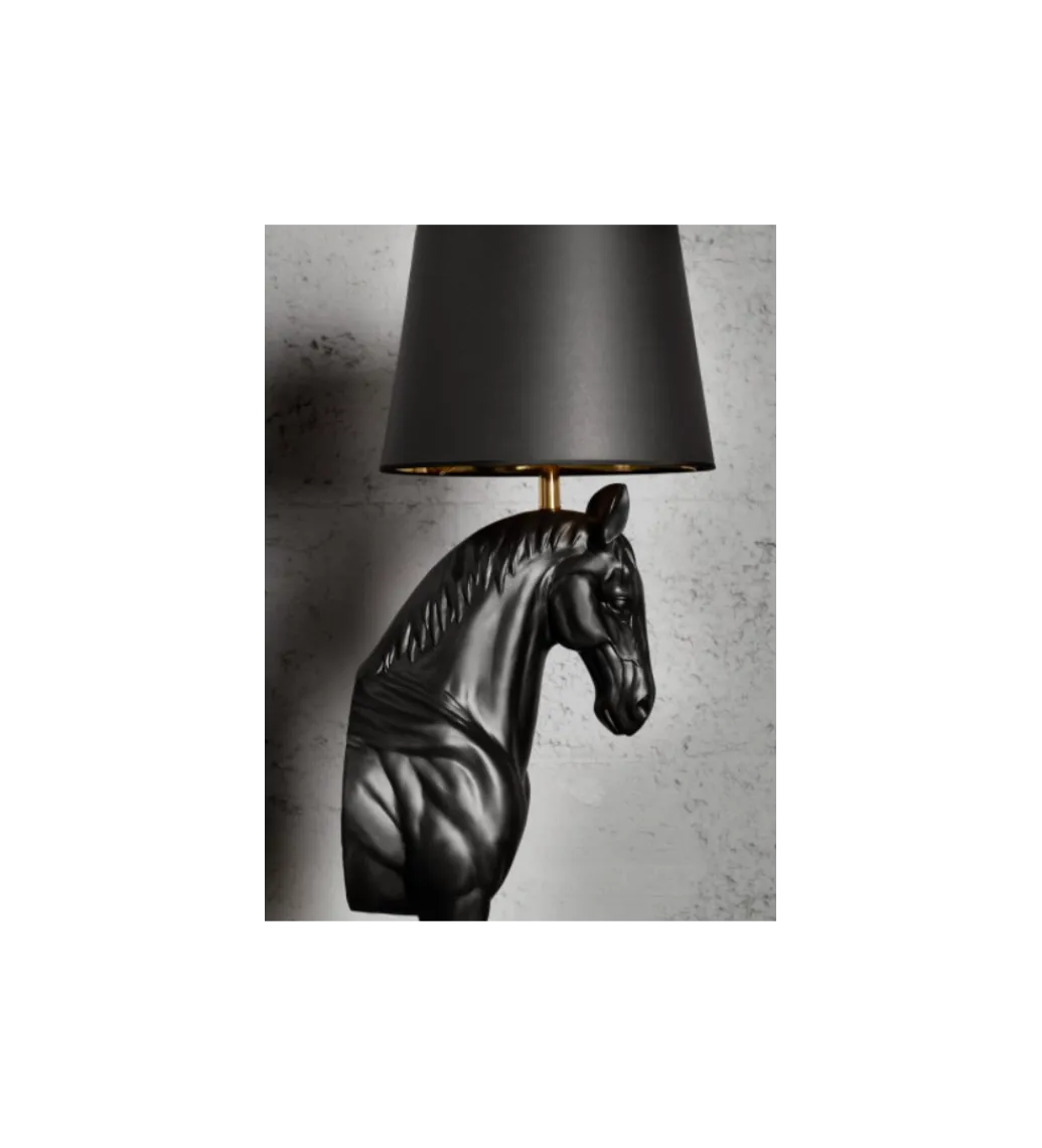 Invicta Interior Lampa podłogowa Koń Horse Black Beauty czarna