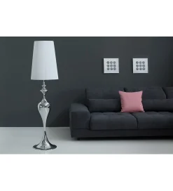 Invicta Interior Lampa podłogowa Lucie 160cm biało srebrna