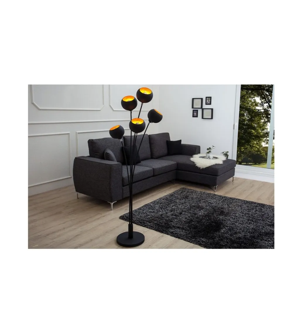 Invicta Interior Lampa podłogowa Magma 170cm czarne złoto
