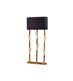 Invicta Interior Lampa stojąca WARDROBE 150 cm naturalny z abażurem czarno-złotym