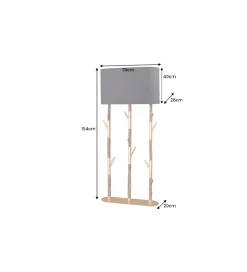 Invicta Interior Lampa stojąca WARDROBE 150 cm naturalny z abażurem czarno-złotym