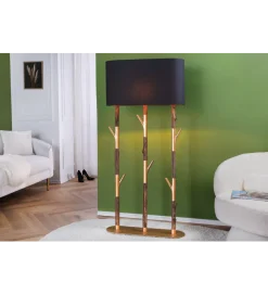 Invicta Interior Lampa stojąca WARDROBE 150 cm naturalny z abażurem czarno-złotym