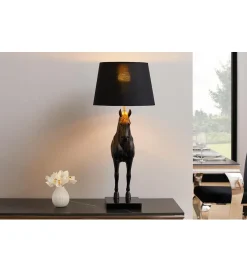 Invicta Interior Lampa stołowa Animal Horse 75 cm czarna