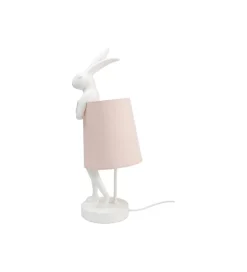 KDesign Lampa stołowa Animal Rabbit 50 cm biało różowa