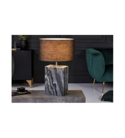 Invicta Interior Lampa stołowa BRANDE 55 cm marmur czarna