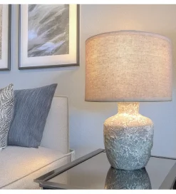 Exclusivas Lampa stołowa DADET 28 cm ceramika antyczna biała