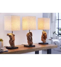Invicta Interior - przedsprzedaż Lampa stołowa Driftwood Hypnotic beżowa