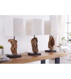 Invicta Interior - przedsprzedaż Lampa stołowa Driftwood Hypnotic beżowa