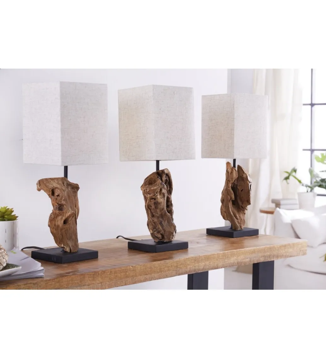Invicta Interior - przedsprzedaż Lampa stołowa Driftwood Hypnotic beżowa