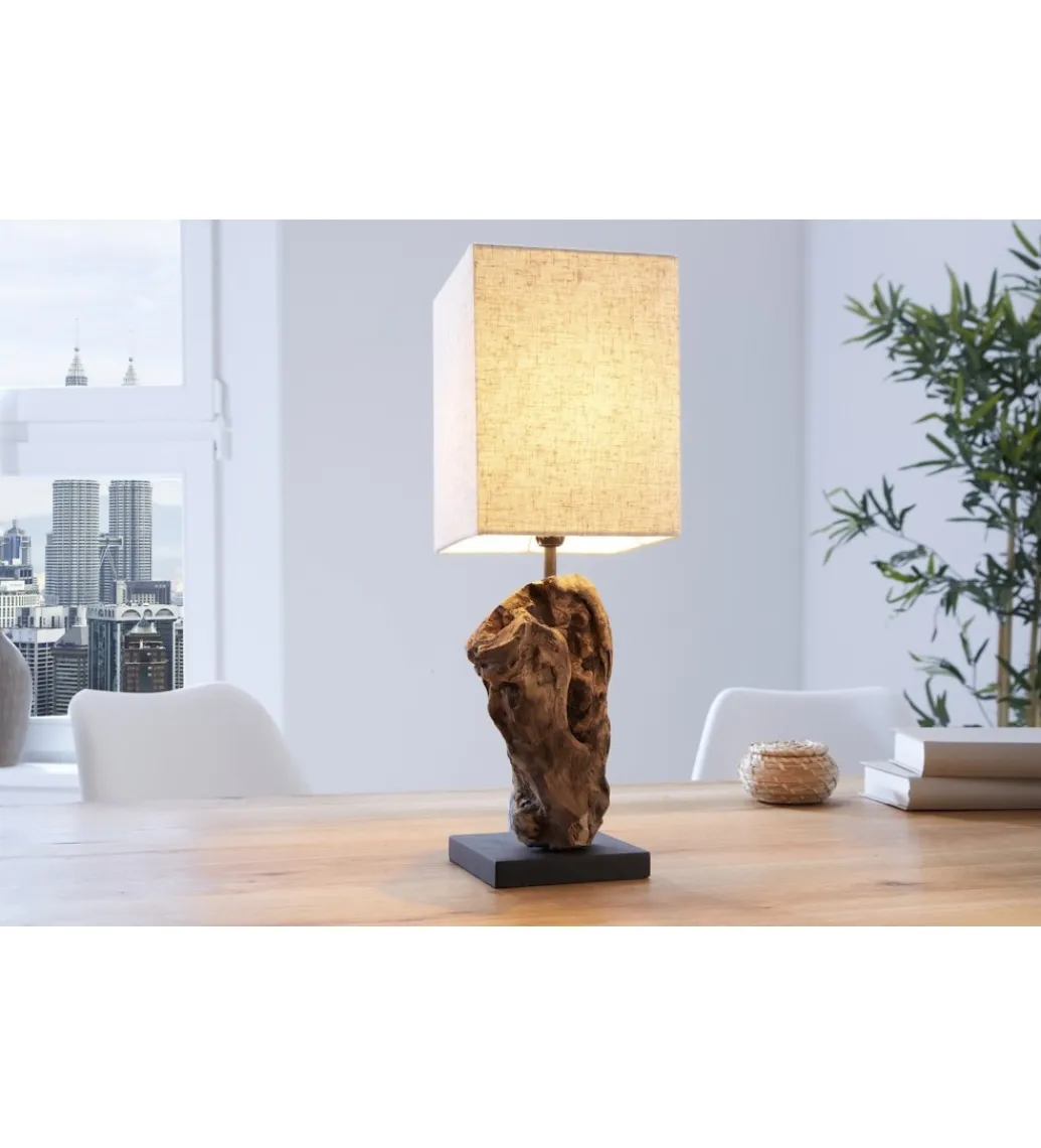 Invicta Interior - przedsprzedaż Lampa stołowa Driftwood Hypnotic beżowa