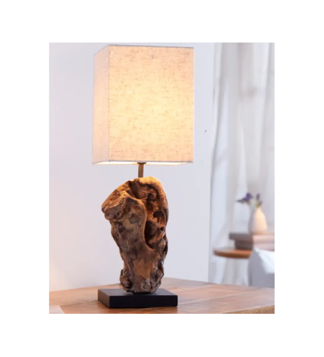 Invicta Interior - przedsprzedaż Lampa stołowa Driftwood Hypnotic beżowa