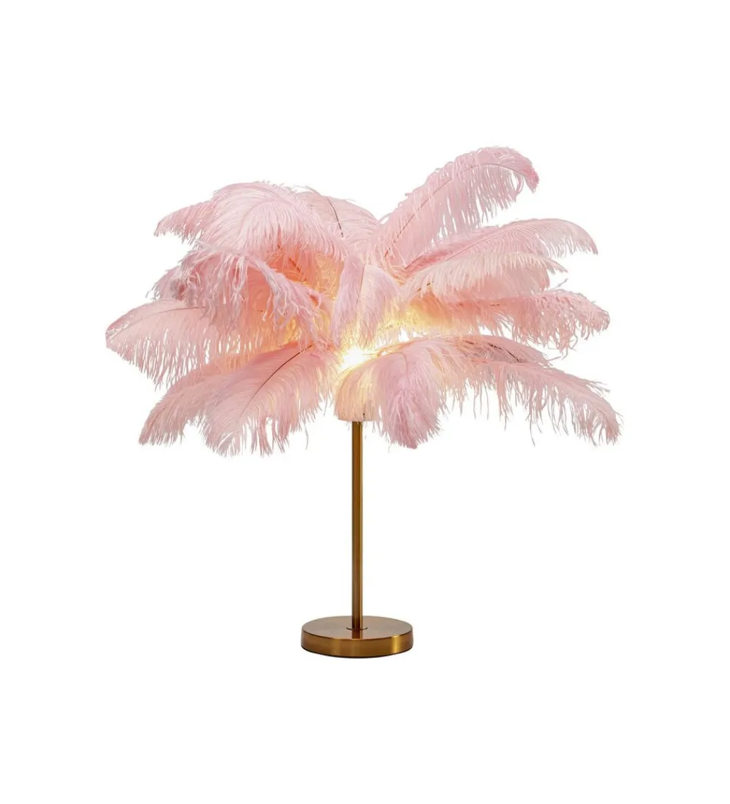 KDesign Lampa stołowa FEATHER PALM 60 Cm Pióra różowa