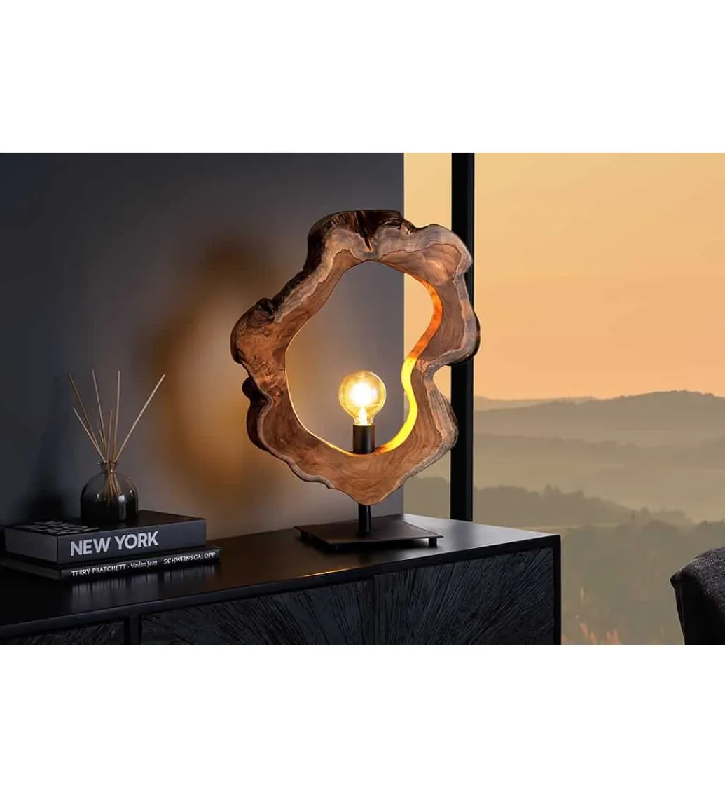 Invicta Interior - przedsprzedaż Lampa stołowa MIKO 55 cm drewno teak