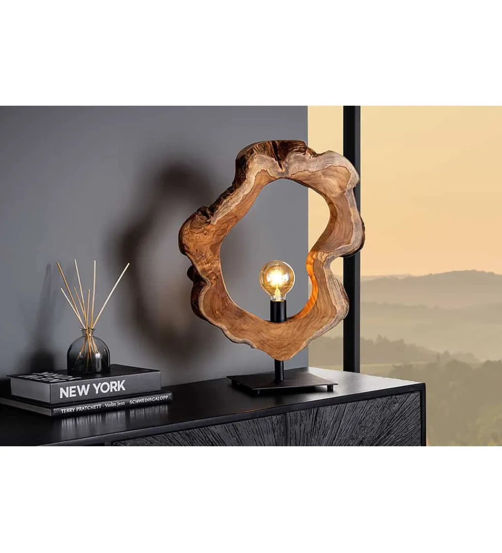 Invicta Interior - przedsprzedaż Lampa stołowa MIKO 55 cm drewno teak