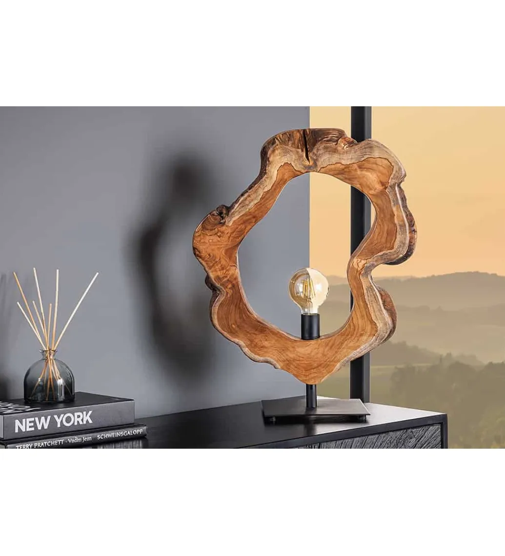 Invicta Interior - przedsprzedaż Lampa stołowa MIKO 55 cm drewno teak