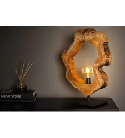 Invicta Interior - przedsprzedaż Lampa stołowa MIKO 55 cm drewno teak