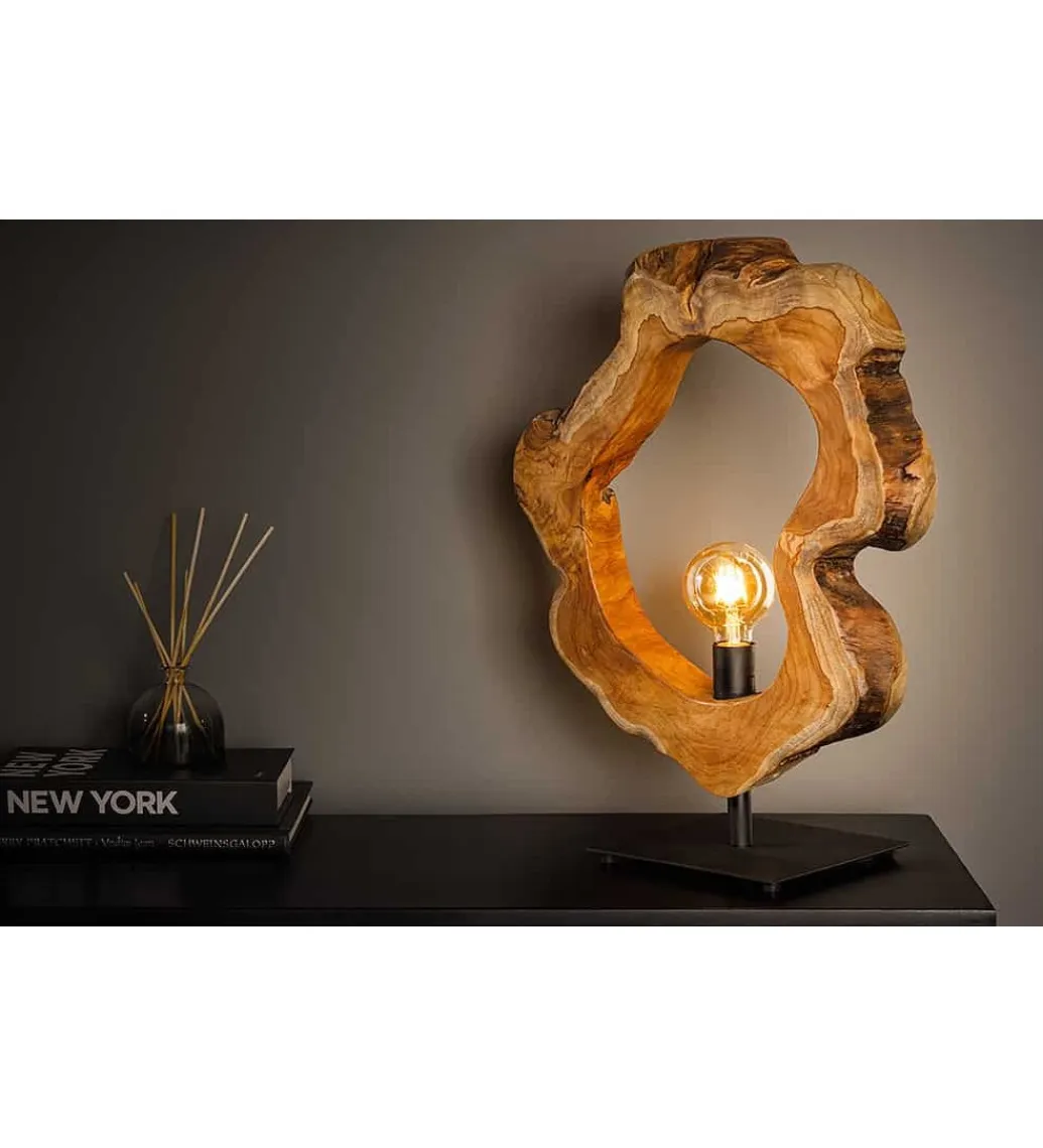 Invicta Interior - przedsprzedaż Lampa stołowa MIKO 55 cm drewno teak