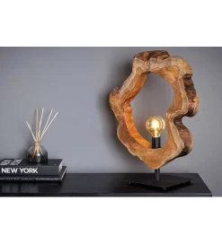 Invicta Interior - przedsprzedaż Lampa stołowa MIKO 55 cm drewno teak