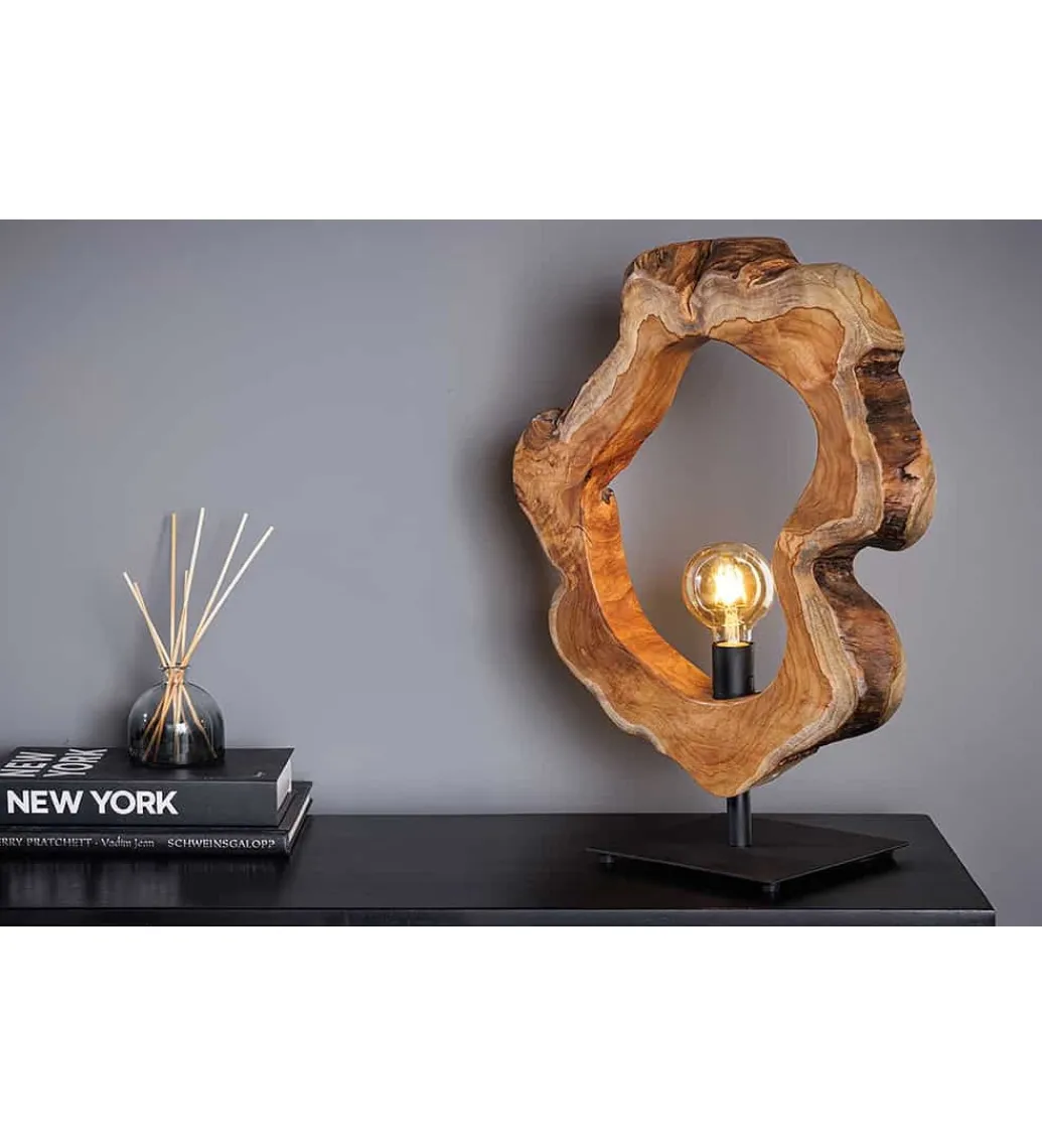 Invicta Interior - przedsprzedaż Lampa stołowa MIKO 55 cm drewno teak