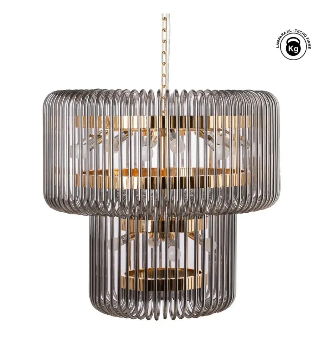 DENZO Lampa wisząca CELINK 80 cm złoto szara