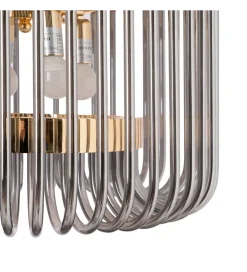 DENZO Lampa wisząca CELINK 50 cm złoto szara