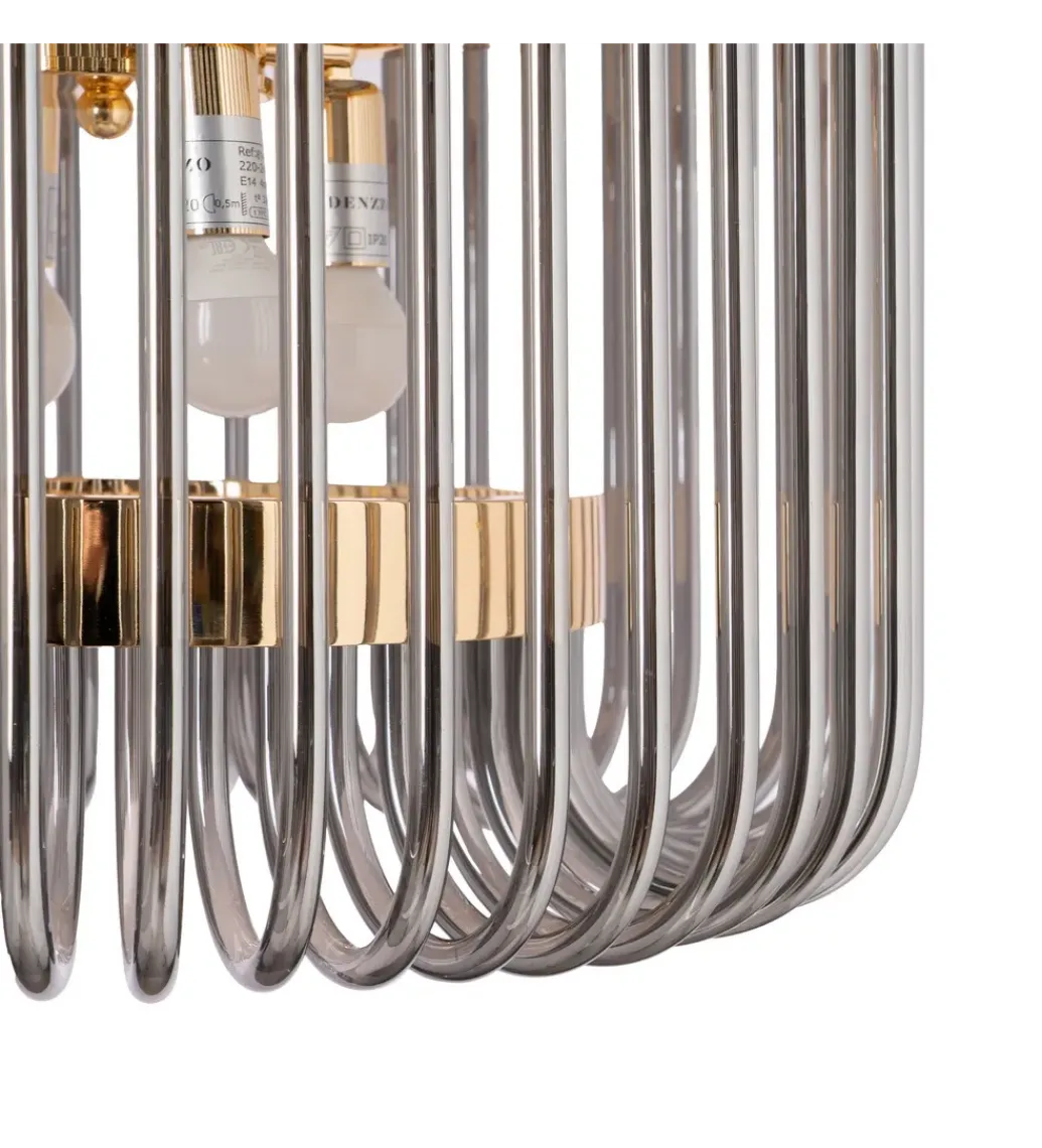 DENZO Lampa wisząca CELINK 50 cm złoto szara