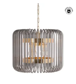 DENZO Lampa wisząca CELINK 50 cm złoto szara