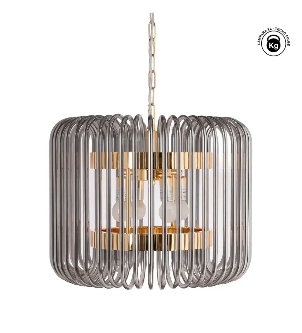 DENZO Lampa wisząca CELINK 50 cm złoto szara