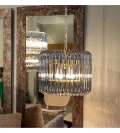 DENZO Lampa wisząca CELINK 50 cm złoto szara